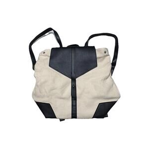 Deux Lux Anthropologie Canvas Vegan Leather Trim Backpack Strap Bag Lightweight